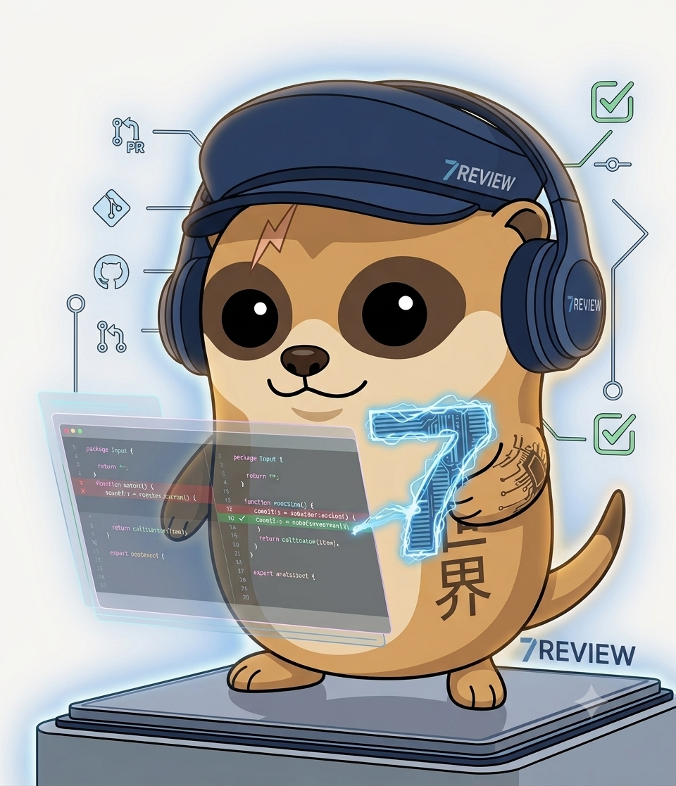 7review mascot with review console